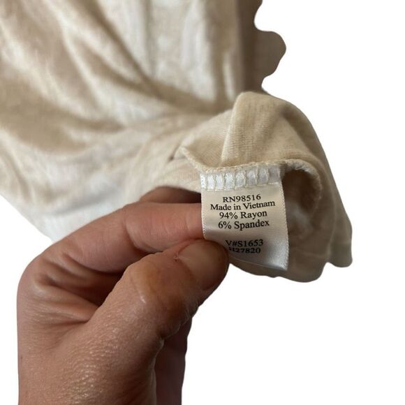 Coldwater Creek Lace Trim Jacquard Floral Scoop Neck Long Sleeve Top Cream Small - Picture 6 of 11